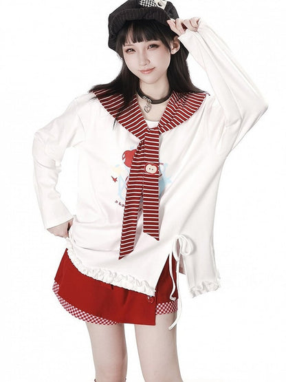 Red Gingham Asymmetric Skort - PINK SAVIOR