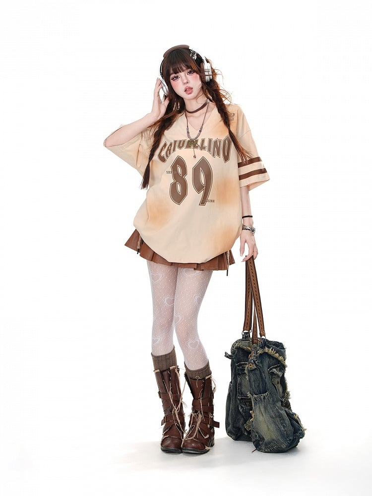 Brown High Waist Box Pleat Mini Skirt