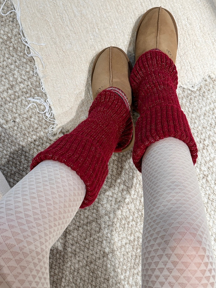 4 Couleurs de chauffe-pieds Fil tricoté Jambe scintillante Fine