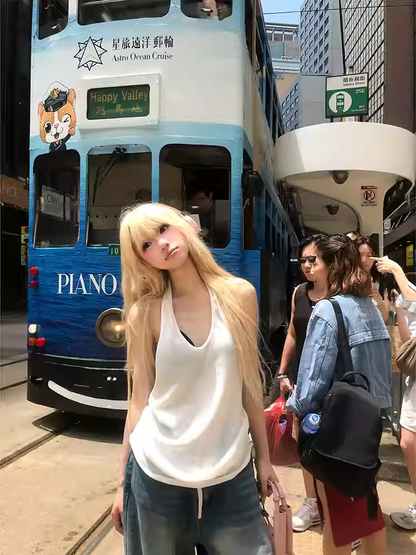 バックレストップ ホワイト ホルターネック グラマラス