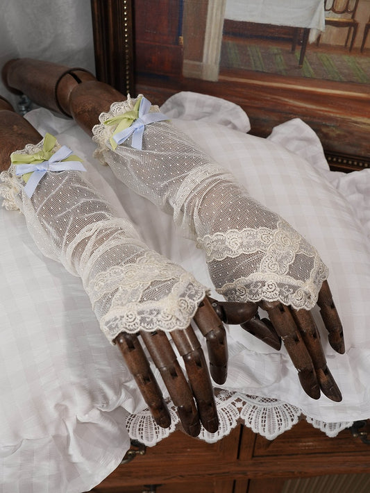 Ivory Sheer Dotted Tulle Arm Sleeves - Moonlight Dream