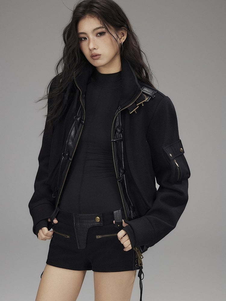 Jacket Closure Black Zip Toggle - Mock Neck Vintage