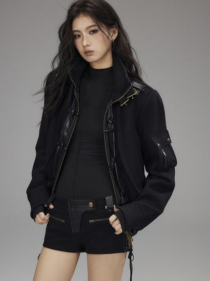 Jacket Closure Black Zip Toggle - Mock Neck Vintage