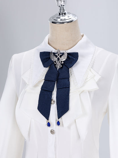 Long Sleeves Collar Fashion Prince Pointed White Ouji Flat