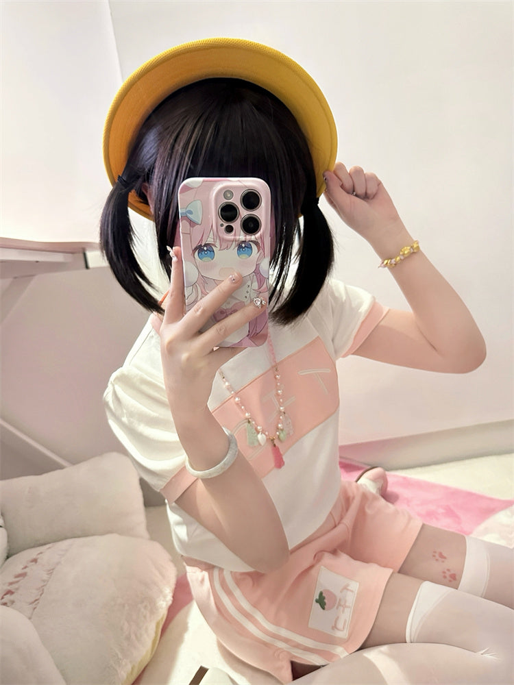 Pink Elastic Waist Thigh Length Shorts