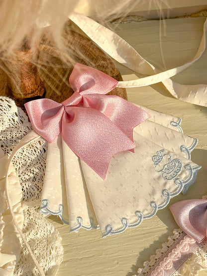 / Pink Brown Bowknot Red Jabot Tie