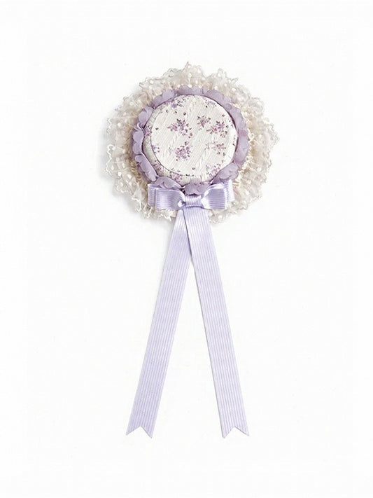 Lace Trim Mini Hat with Bow, Purple & White Decoration - Sweet Dream