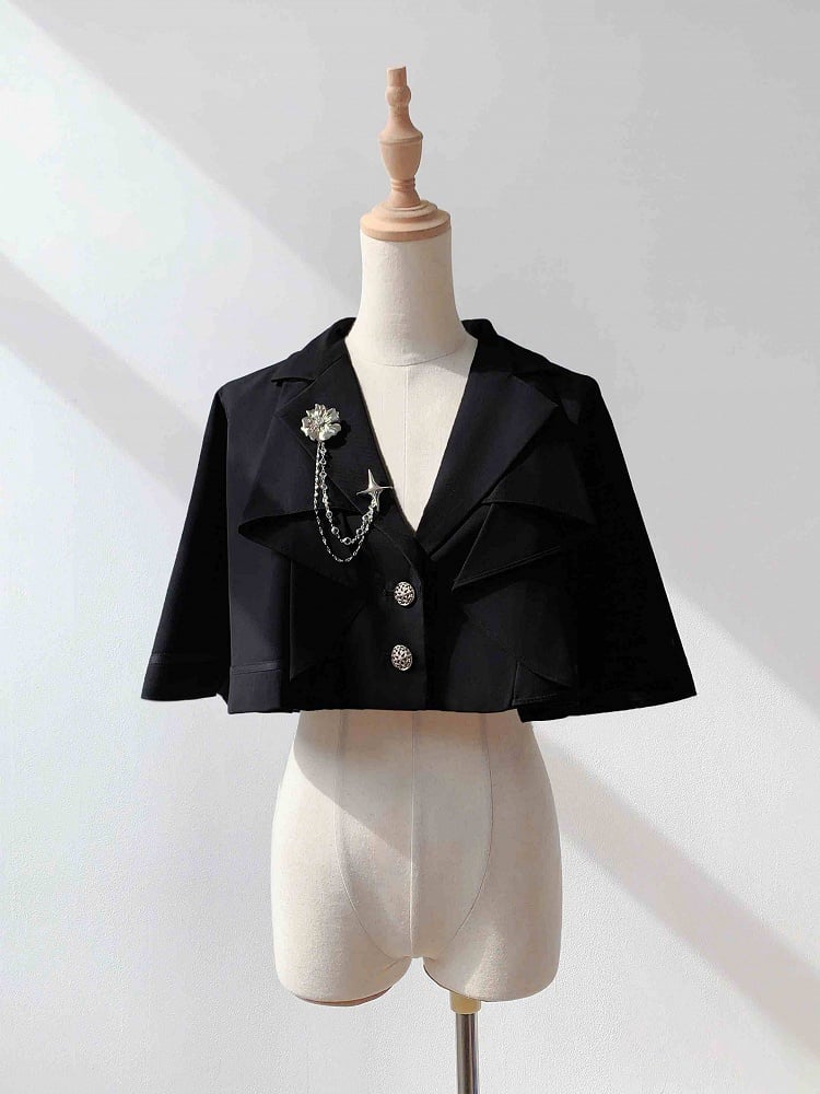Ouji Black Lolita Blazer Cape Collar