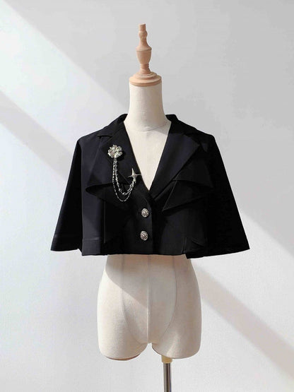 Ouji Black Lolita Blazer Cape Collar