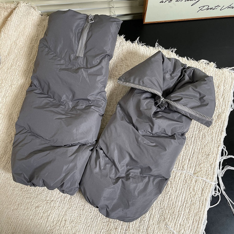 Turn-Down Leg Zipper-Designed Warmers White/Gray/Black Collar Puffer Large