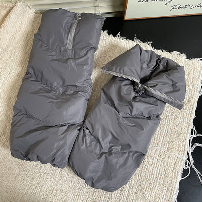 Turn-Down Leg Zipper-Designed Warmers White/Gray/Black Collar Puffer Large