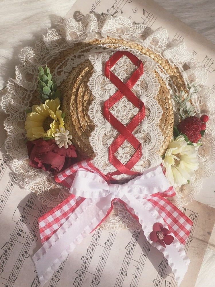 With 3 Color Mini Straw Lolita Clips Hat Country Options