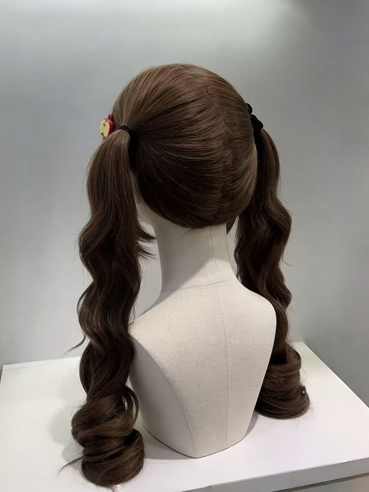 75cm Full Bangs Wig with Long Roman Curly Twin Tails - Hui Ran