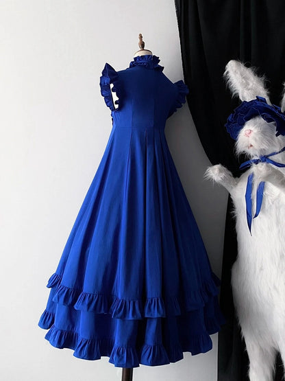 Gothic Lolita Ruffled High Neck Dress - Blossom Herald