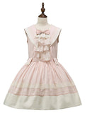 Trims Lolita Accent Beige Pink with Lace Dress and Collar Sailor Bow