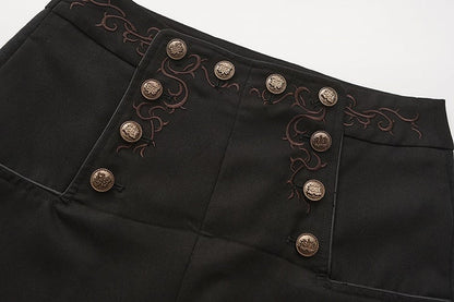 Lolita with Button and Embroidery Ouji Pants Detailing Black