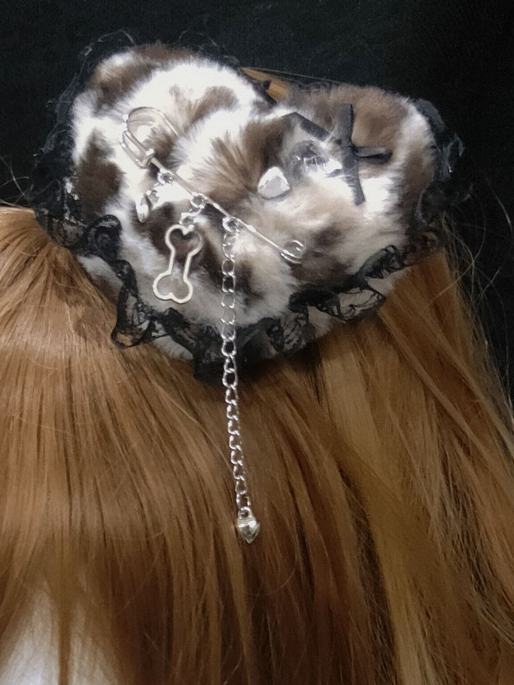 Trim Pattern Hairclip Tiger Color 4 Spot Heart Lace Options Plush