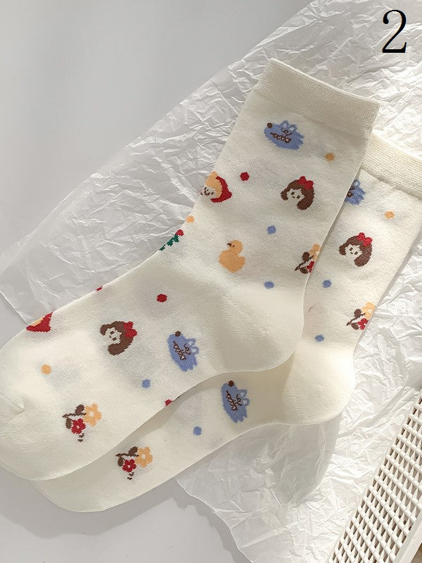 Print and Calf With Apple White Socks Options Floral 4