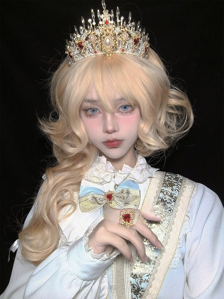 ブロンドのウェーブヘア、前髪70cmのエアウィッグ