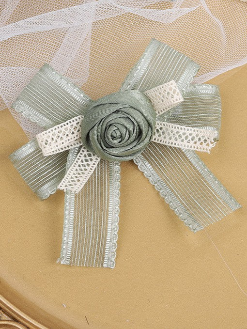 Hairclip Green Bowknot Lace Lolita Rose