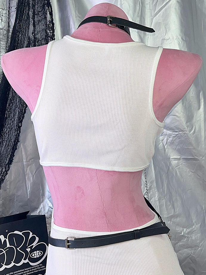 Punk Black Star Harness Belt Y2K