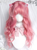 Pony mit langen 65 cm gewellten Perücken Pink
