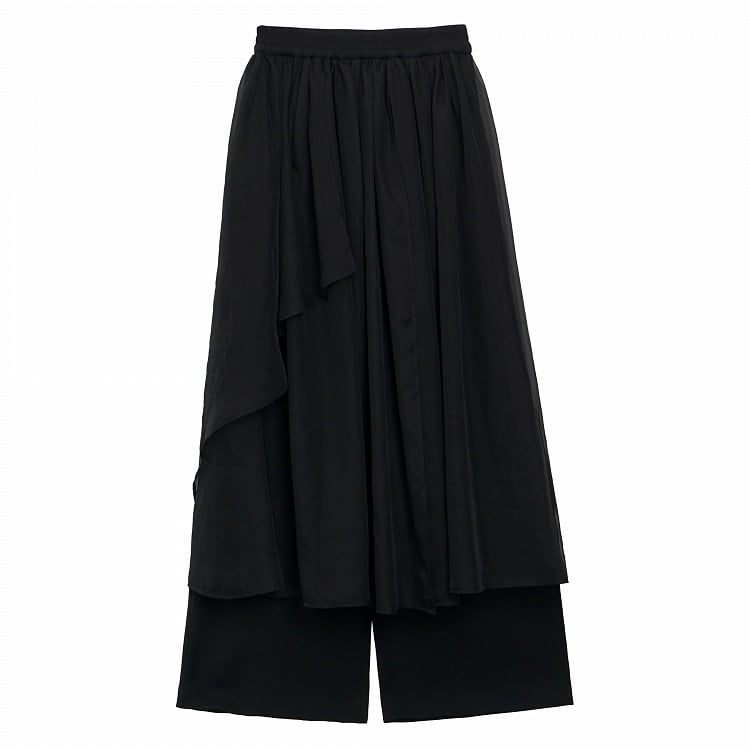 Loose Black Fit Chiffon Pants Overlay with Draping