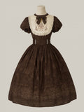 Bodice Lolita Long and Classic Floral Brown One Piece Embroidery Version Bowknot