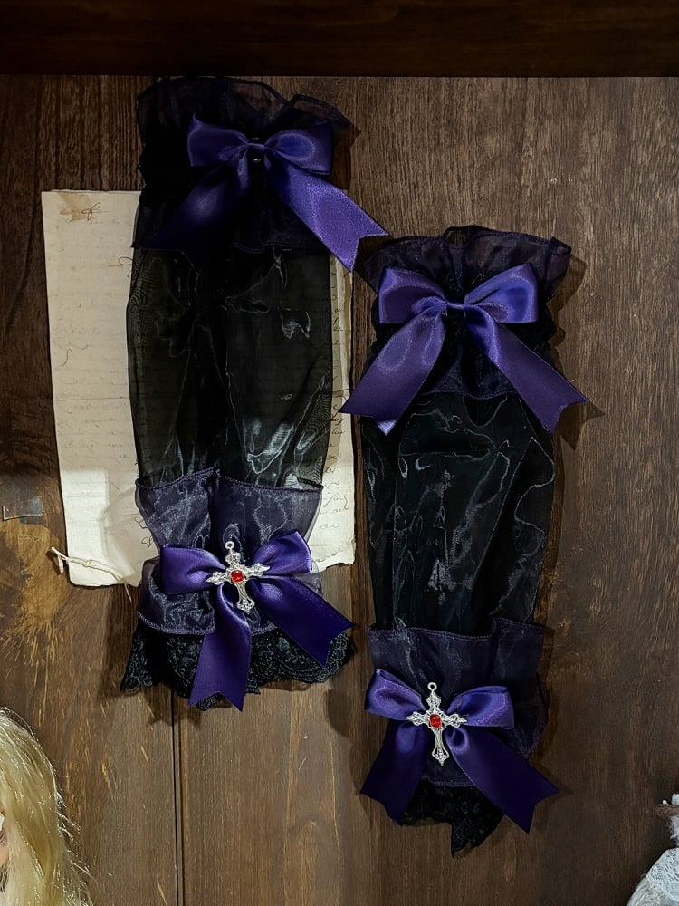 Gothic Lolita Bowknot & Cross Detachable Sleeves in 2 Colors - Dream Flower Box