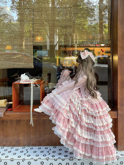 Lace Top Lolita Tulle Ruffled Pink