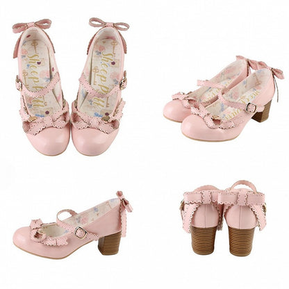 Mary Decorated Top Heart Bow Janes at Pink