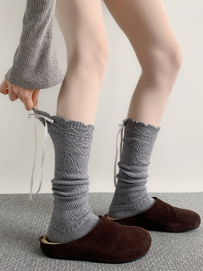 Calf Tie-Up Textured Colors) (4 Knit Socks
