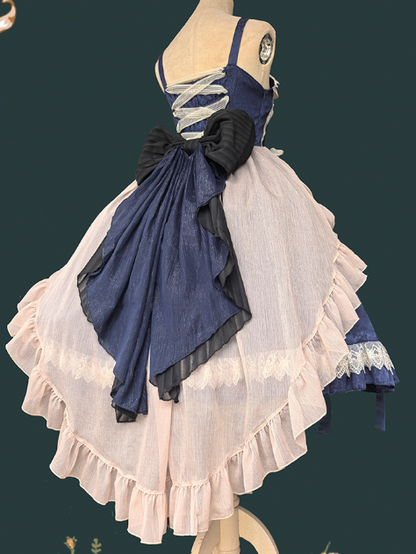 Lolita Black Train Blue Bow