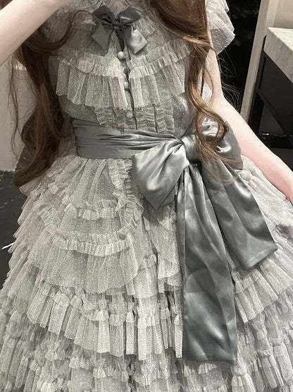 Grüner Gürtel Lolita Pink/Gelb/Grau/Dunkel Taille Satin