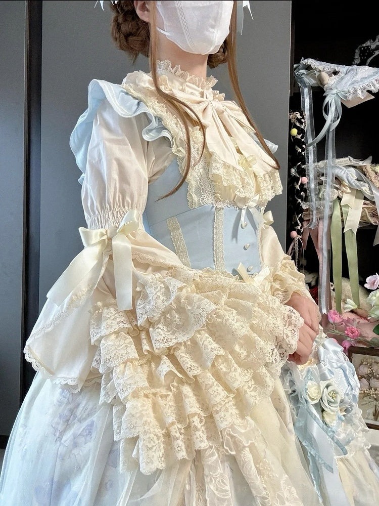 Lace Bell Blouse Layered Lolita Gorgeous Beige Sleeves