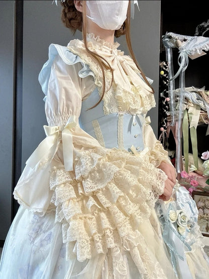 Lace Bell Blouse Layered Lolita Gorgeous Beige Sleeves