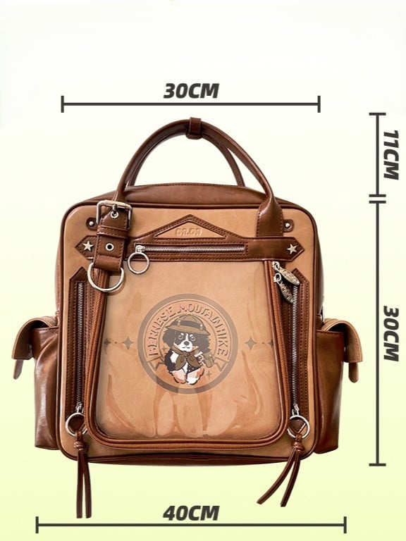 Large Daily Ita Backpack With Cute Puppy Print Blue Capacity