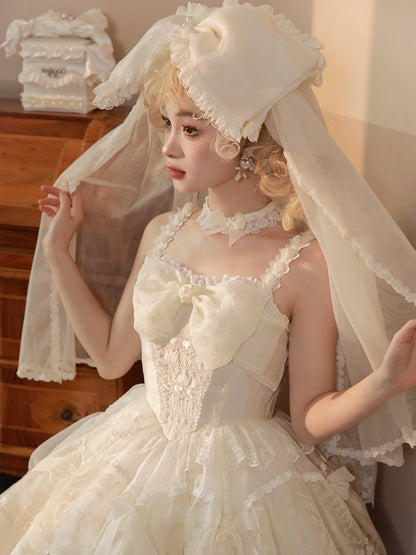 Bow Big Veil Head Creamy