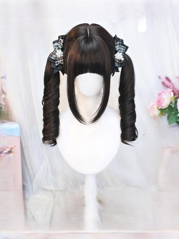 55-60CM Curly With Medium Wig Bangs Black