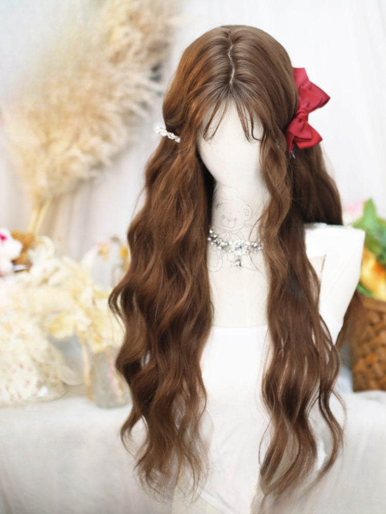 Brown Under Bust Length Wavy Wig with Air Bangs