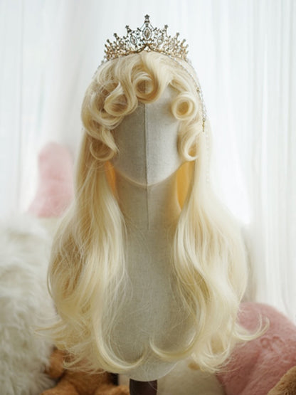 レッド/ライトブロンド/ホワイト/キャラメル 60cm ロングウェーブウィッグ（カール前髪付き）