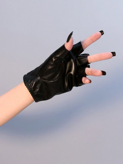 Steampunk Nieten Schwarz/Weiß Fingerhandschuhe