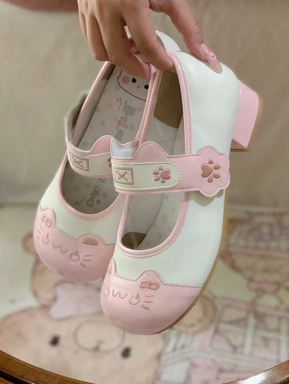 - with Lolita Low Pink PU Round Heels Leather Toe Sweet