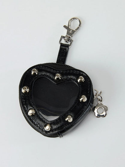 2 Colors Y2K Style Heart Shape Studded Bag for 65mm Badge - NICOOLAA