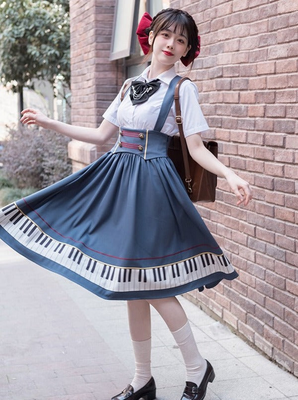 スカート+ネクタイサップピアノショートエレガントなリボンデザインペンダント+ジャケット