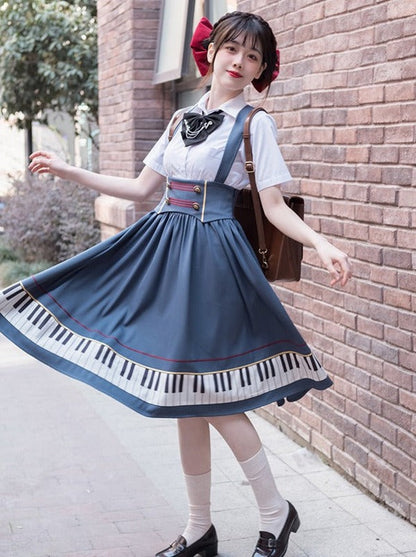 スカート+ネクタイサップピアノショートエレガントなリボンデザインペンダント+ジャケット