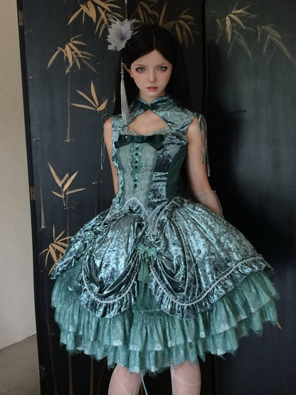 Gray / Dark Blue Feather Floral Hairclip