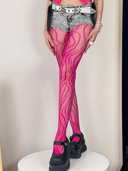 Tights Red/Blue/Red/Purple Gyaru Black/Rose Zebra-stripe Fashion