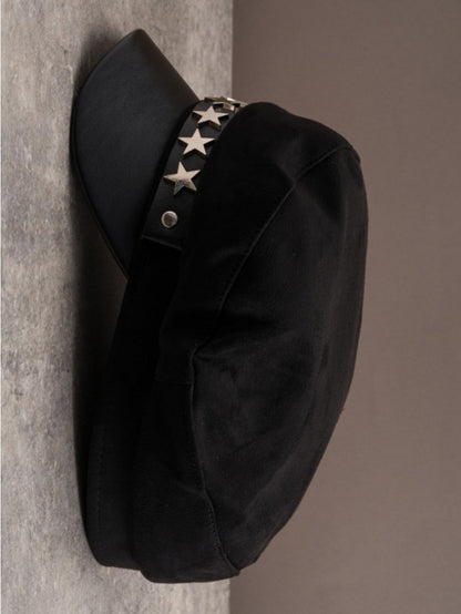 Details Gothic Hat Black Studs Star-shaped Beret