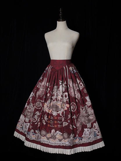 Red Pirate Corset Ship Waist Belt Print Skirt Lolita